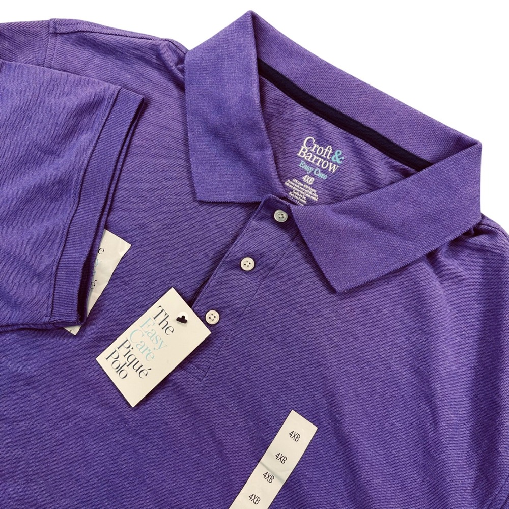 Croft & Barrow Easy Care Pique Polo Shirt Men's Big & Tall 4XB Purple Casual NEW